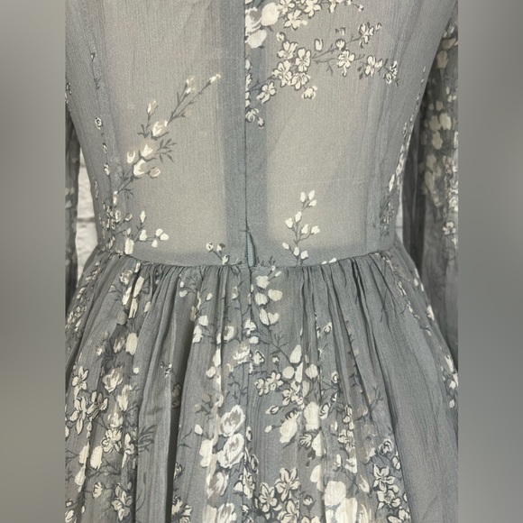 CO Floral Print Crinkle Chiffon Tie Neck Dress size M - Picture 9 of 13